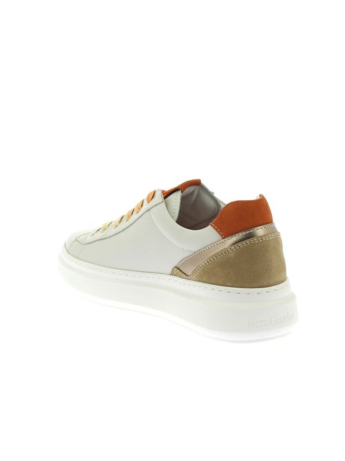 sneakers da donna in pelle bianco panna NERO GIARDINI | E513041D713